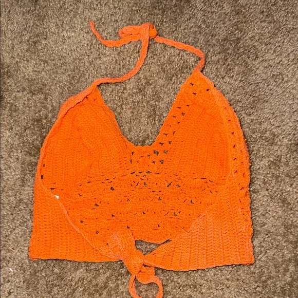 Orange Crochet Halter Top - Picture 2 of 7